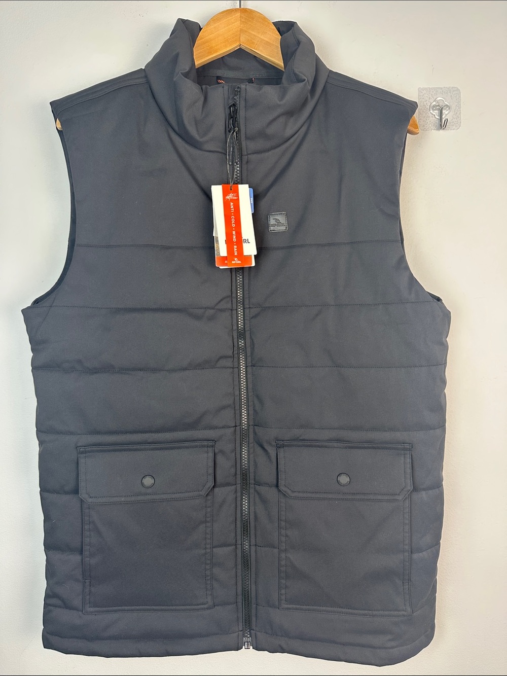 NEW Rip Curl Anti Series Ridge Insulated Vest Medium Black Pockets Surf Utility - Picture 7 of 16